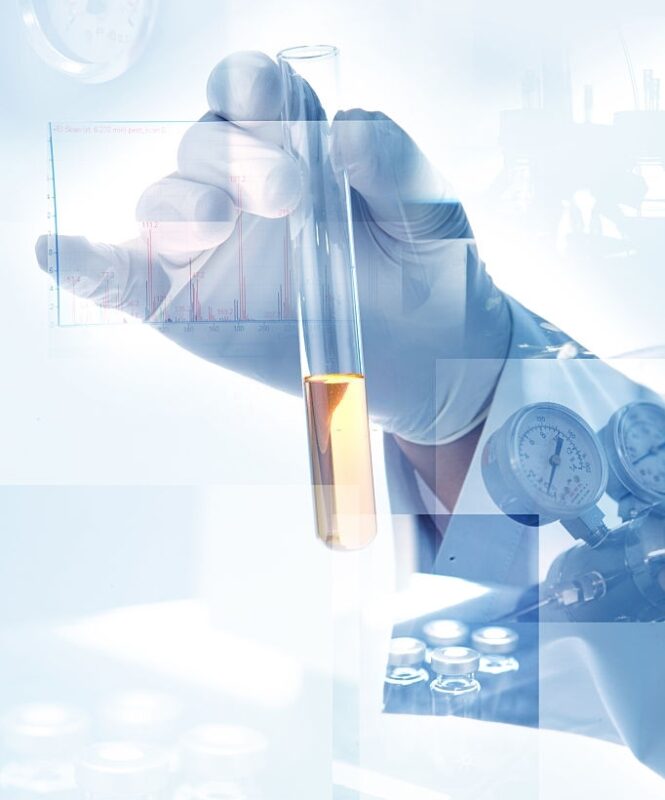 scientist hand with laboratory background